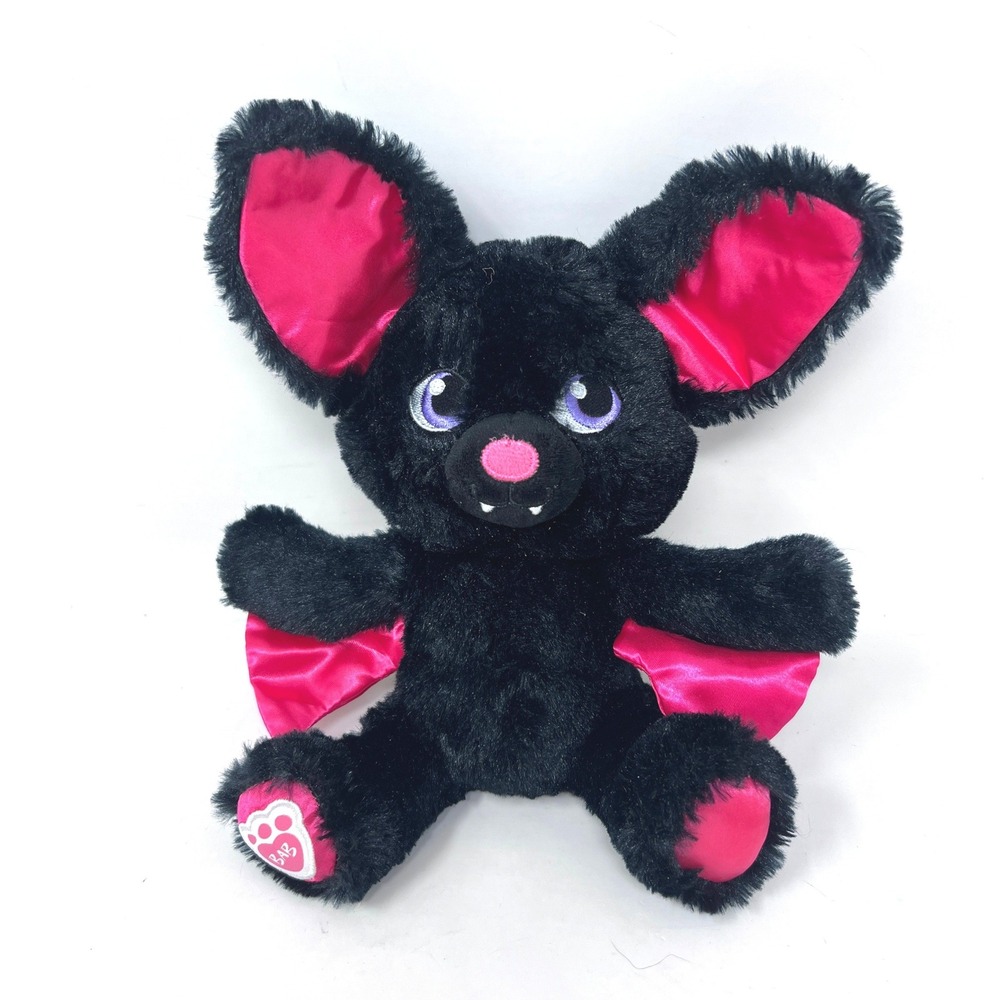 Build A Bear Smallfry Vampire Bat Plush 8" Black Hot Pink‎ Satin Halloween BABW